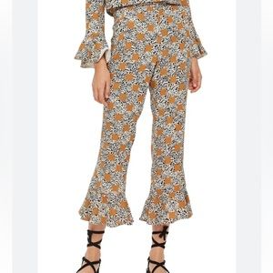 Topshop Leopard Flare Ruffle Pants 🍁